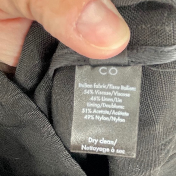 Co Linen Blend‎ Black Midi Dress Puff Sleeve Scoop Neck Elegant Classic Party - Picture 8 of 8